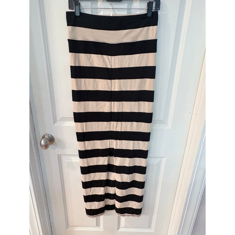 Free People Rugby Stripe Maxi Skirt Cream Black Cotton Blend Size S - Picture 3 of 15